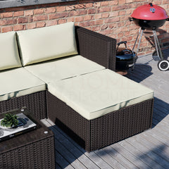 Hampton 4 Seater Corner Rattan Set, Brown & Outdoor Patio Furniture Cover