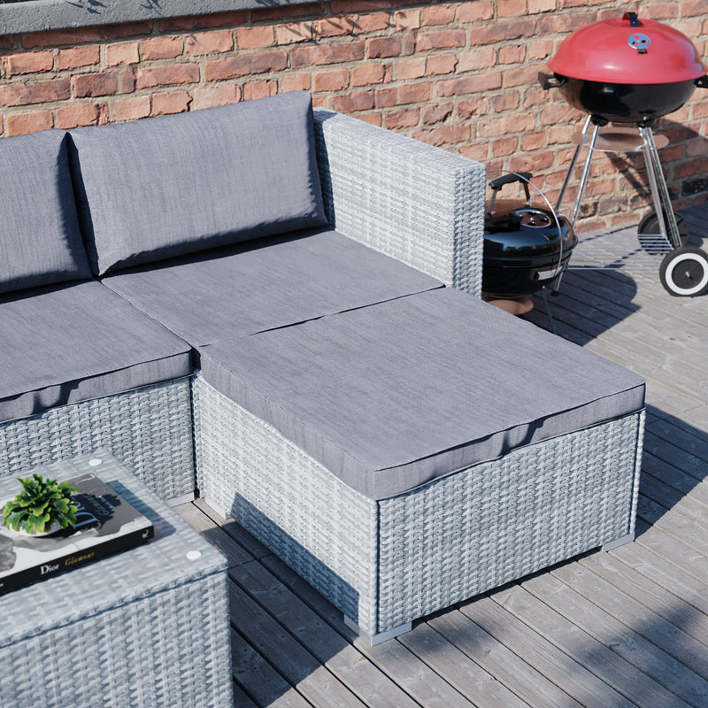 Hampton 4 Seater Corner Rattan Set, Grey & Outdoor Patio Furniture Cover