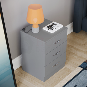 Riano 3-Drawer Bedside Chest, Grey