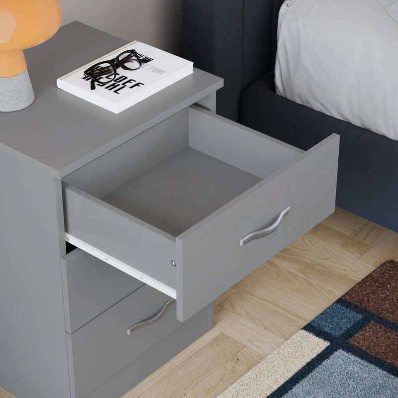 Riano 3 Drawer Bedside Chest, Grey