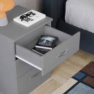 Riano 3-Drawer Bedside Chest, Grey