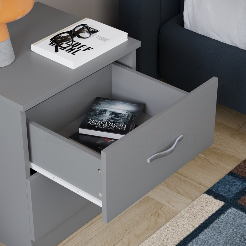 Riano 2-Drawer Bedside Chest - Grey