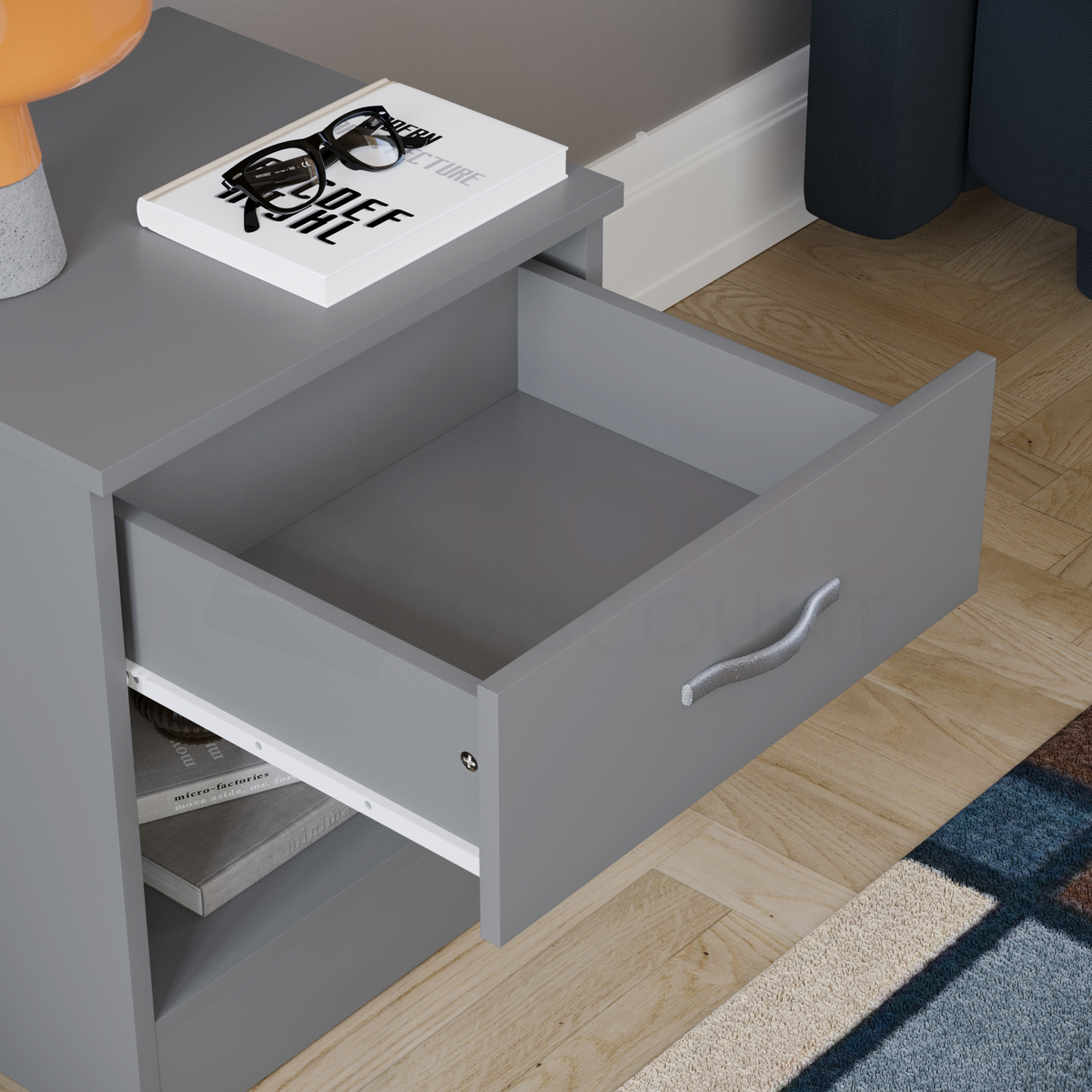 Riano 1-Drawer Bedside Chest, Grey