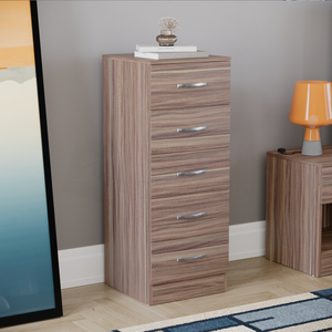 Riano 5-Drawer Narrow Chest - Walnut