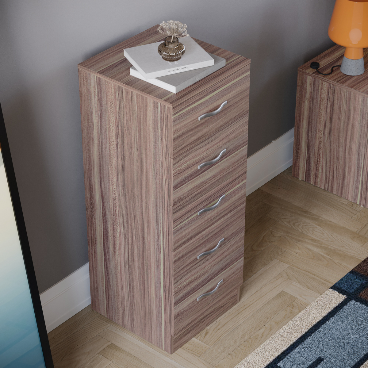 Riano 5-Drawer Narrow Chest - Walnut