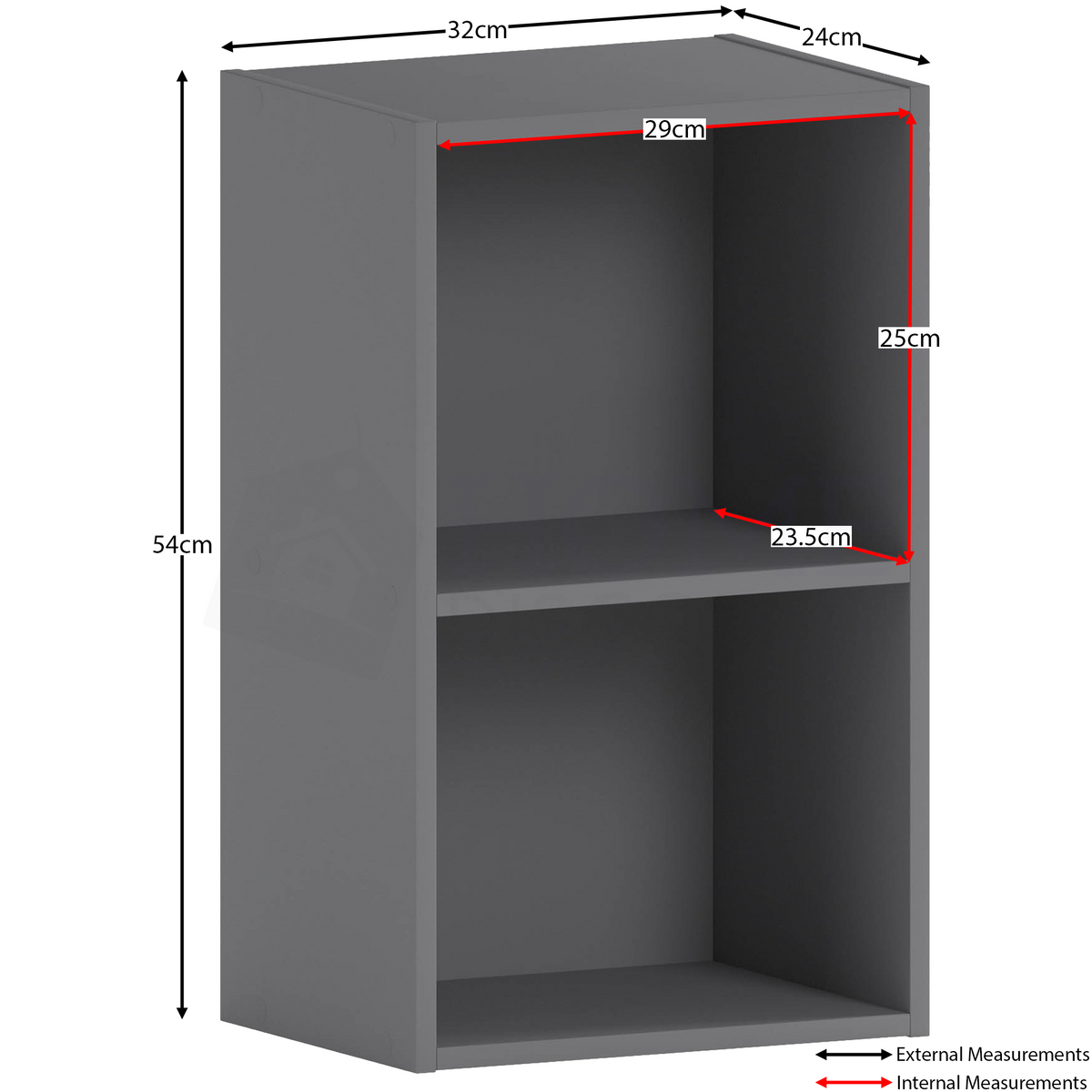Oxford 2-Tier Cube Bookcase - Grey