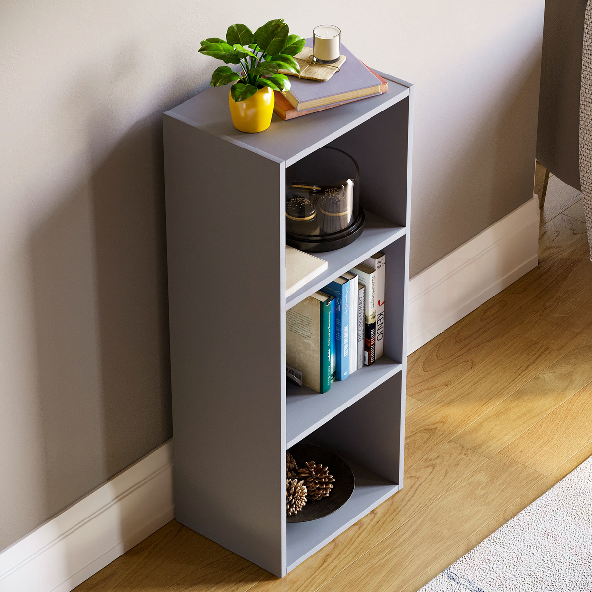 Oxford 3-Tier Cube Bookcase - Grey