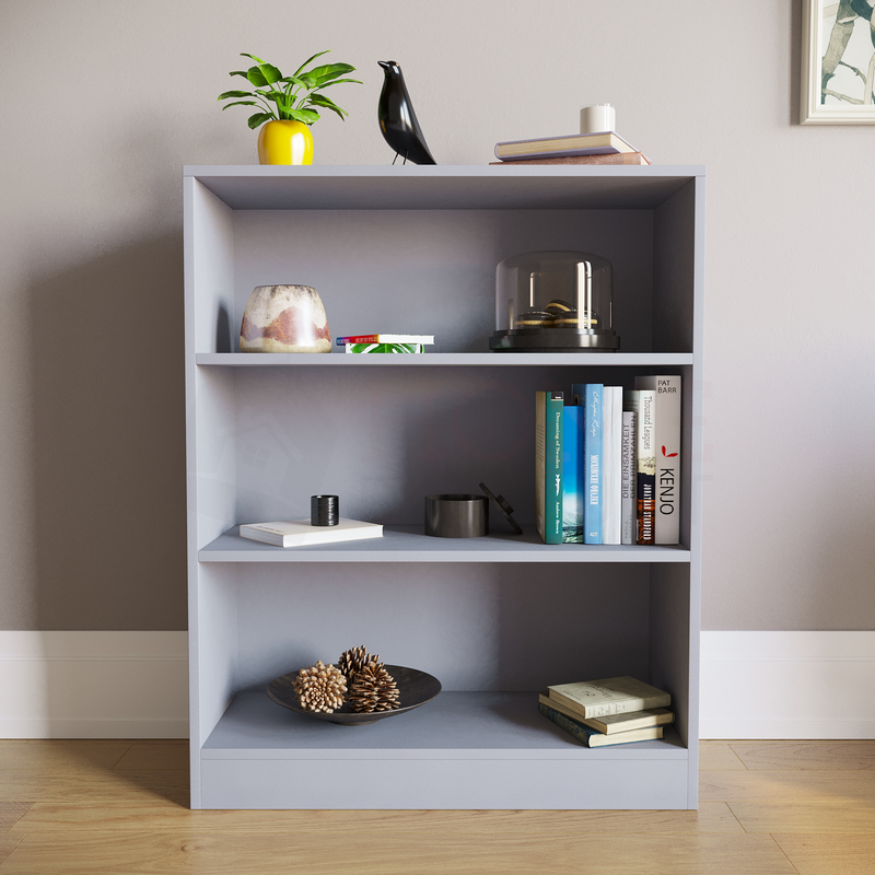 Cambridge 3 Tier Low Bookcase, Grey