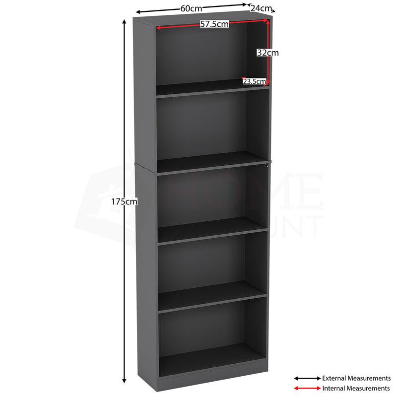 Cambridge 5-Tier Extra Large Bookcase - Grey