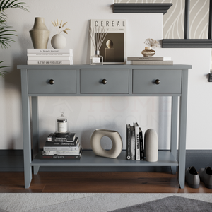 Windsor 3-Drawer Console Table - Grey