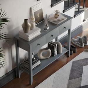 Windsor 3-Drawer Console Table - Grey
