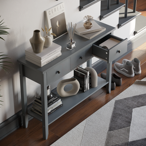 Windsor 3-Drawer Console Table - Grey