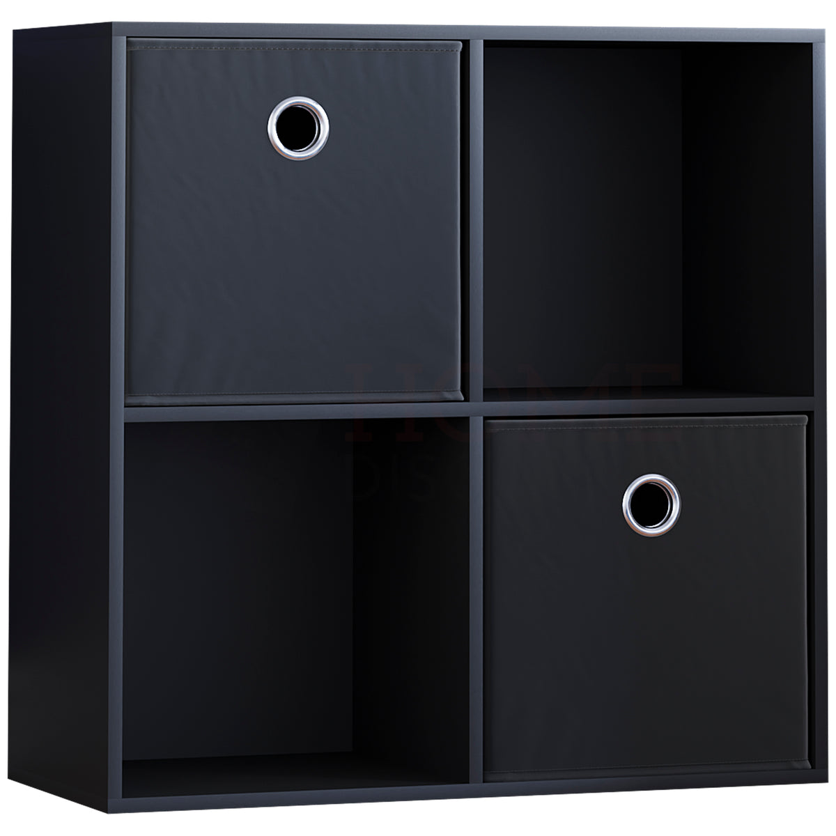 Durham 2x2 Cube Storage Unit, Black & Cube Storage Basket, Set of 2, Black