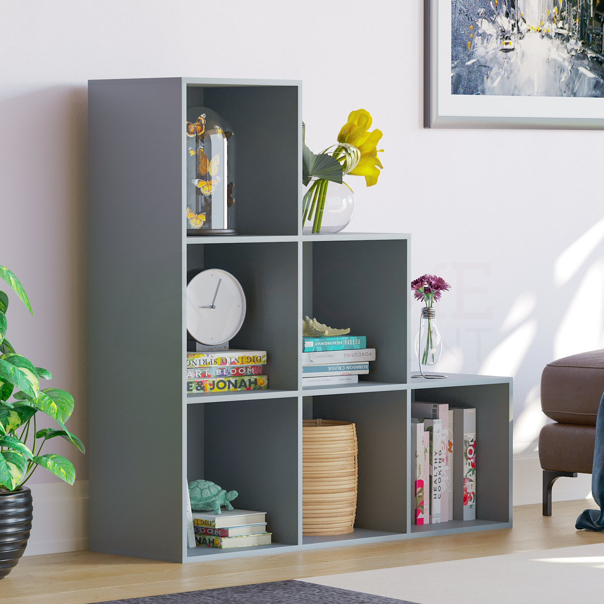 Durham 6-Cube Staircase Storage Unit - Grey