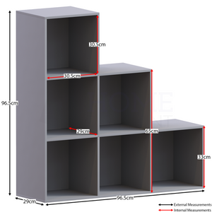 Durham 6-Cube Staircase Storage Unit - Grey