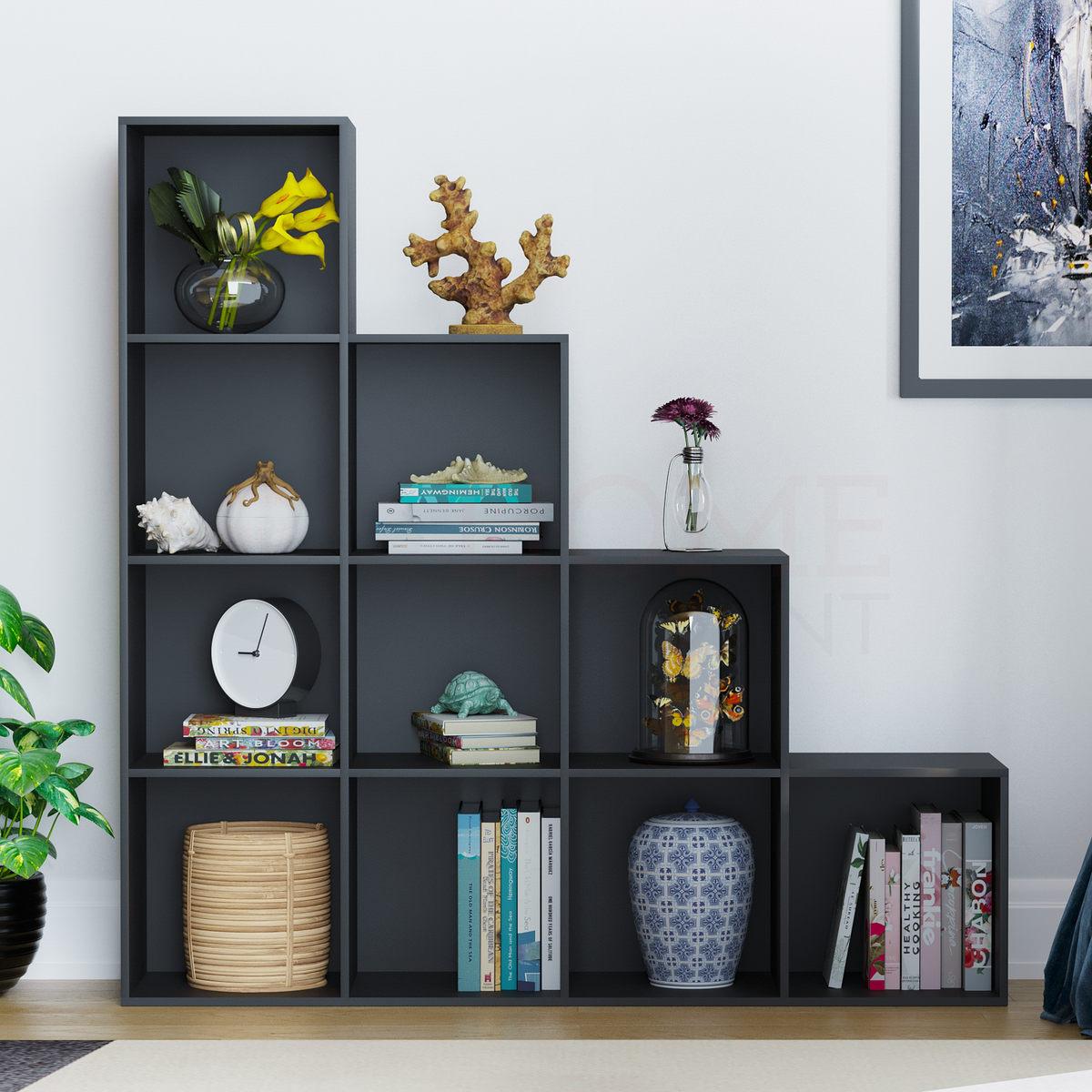 Durham 10-Cube Staircase Storage Unit - Black