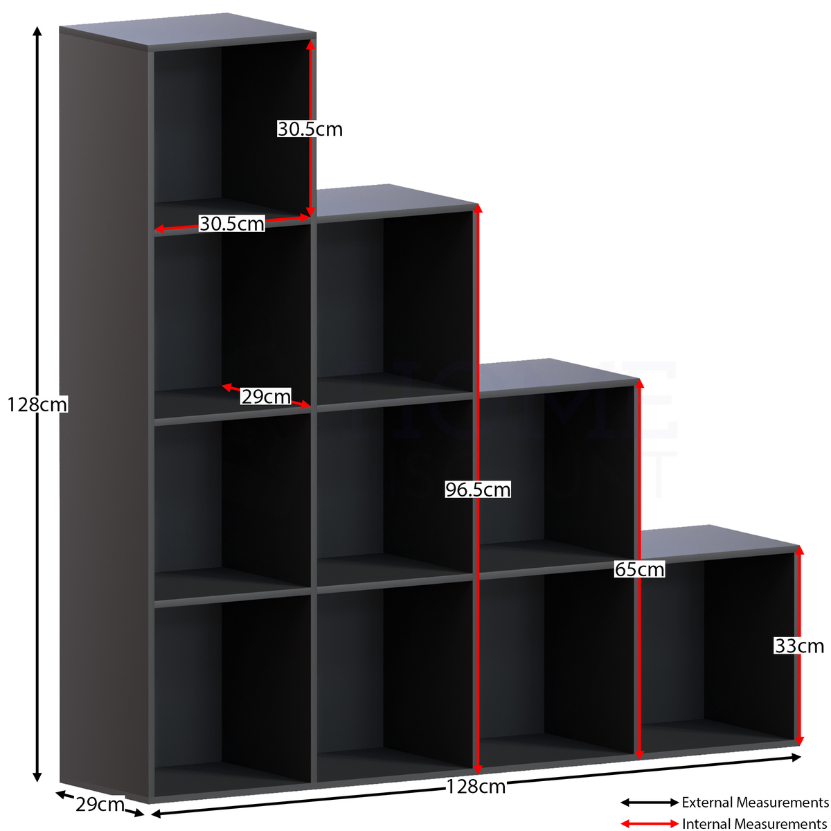Durham 10-Cube Staircase Storage Unit - Black