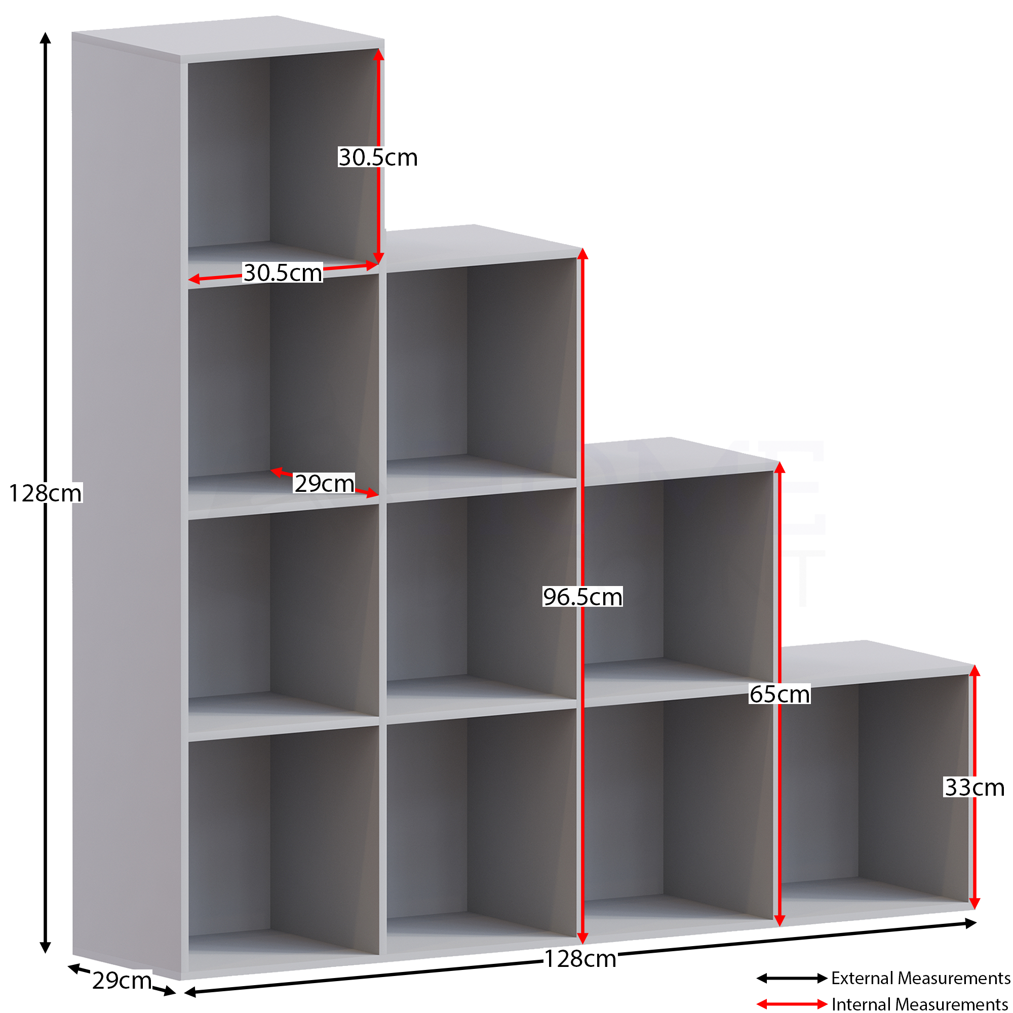 Durham 10 Cube Staircase Storage Unit Grey Home Discount Ltd