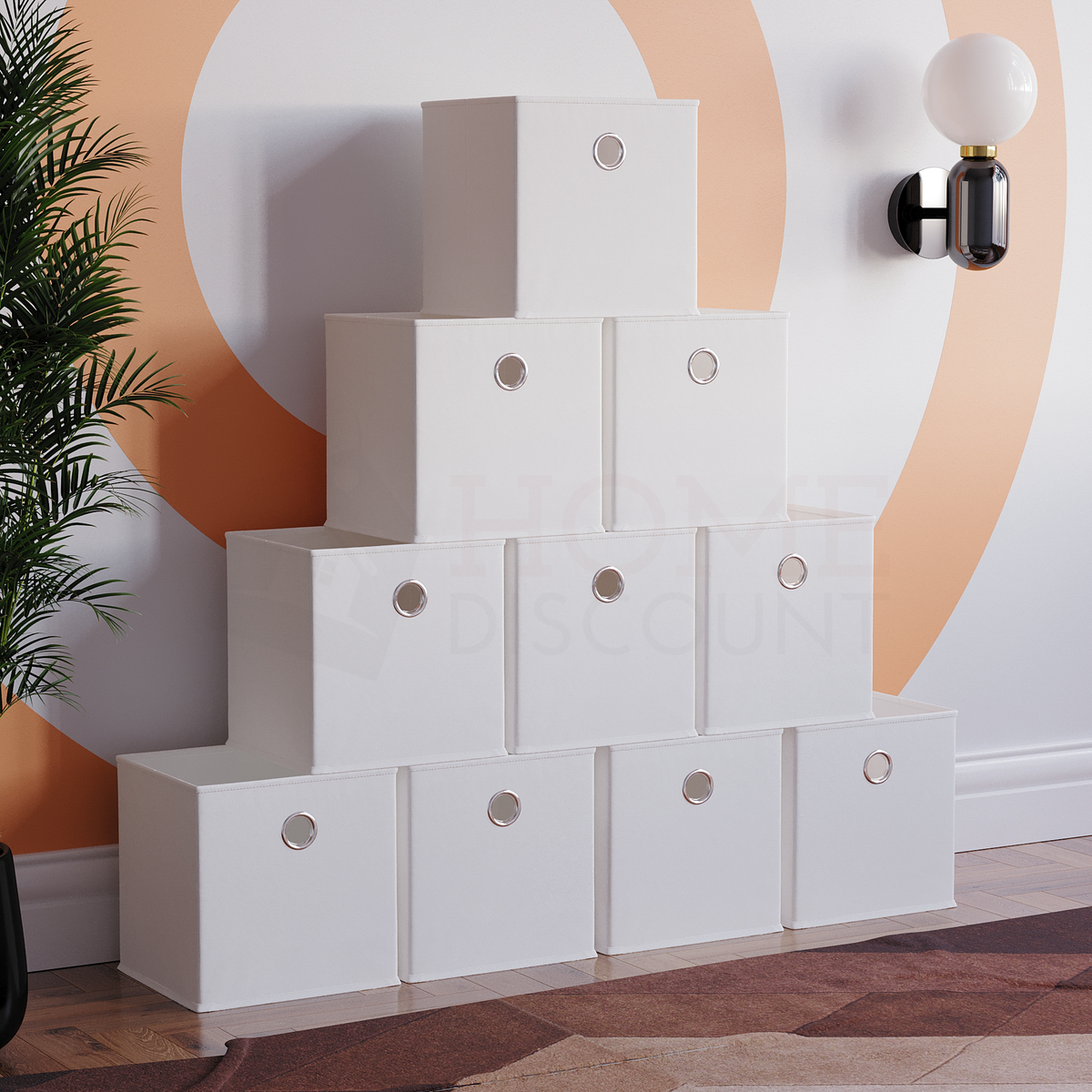 Durham Cube Storage Basket, White UKFR - Set of 10