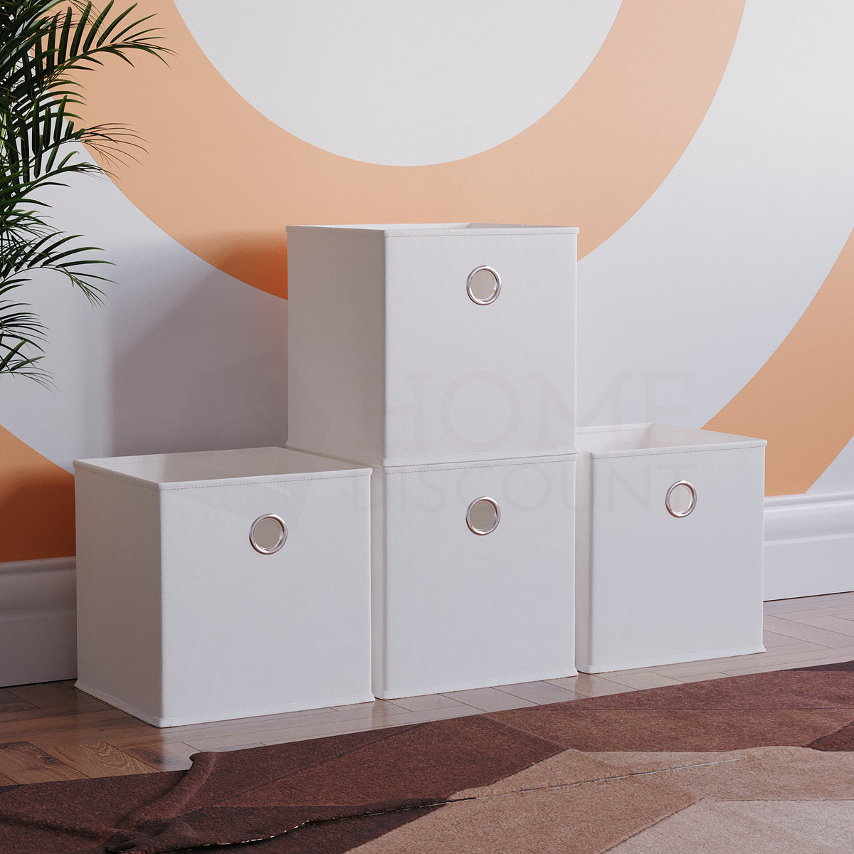Durham Cube Storage Basket, White UKFR - Set of 4