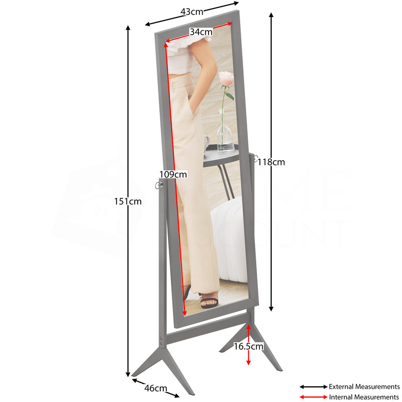 Nishano Rectangular Cheval Mirror - Grey