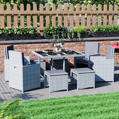 Cuba 8-Seater Rattan Set, Grey