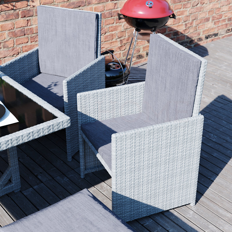 Cuba 8-Seater Rattan Set, Grey