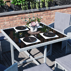 Cuba 8-Seater Rattan Set, Grey