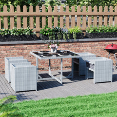 Cuba 8-Seater Rattan Set, Grey