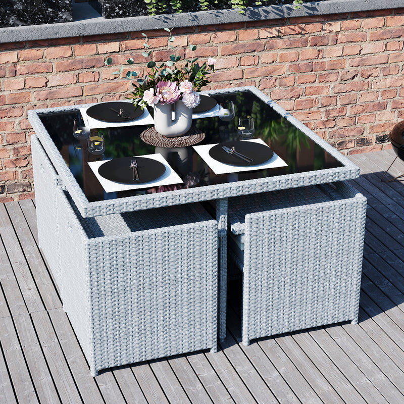 Cuba 8-Seater Rattan Set, Grey