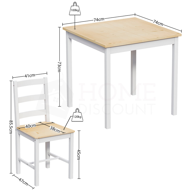 Yorkshire 2-Seater Dining Set - White & Pine