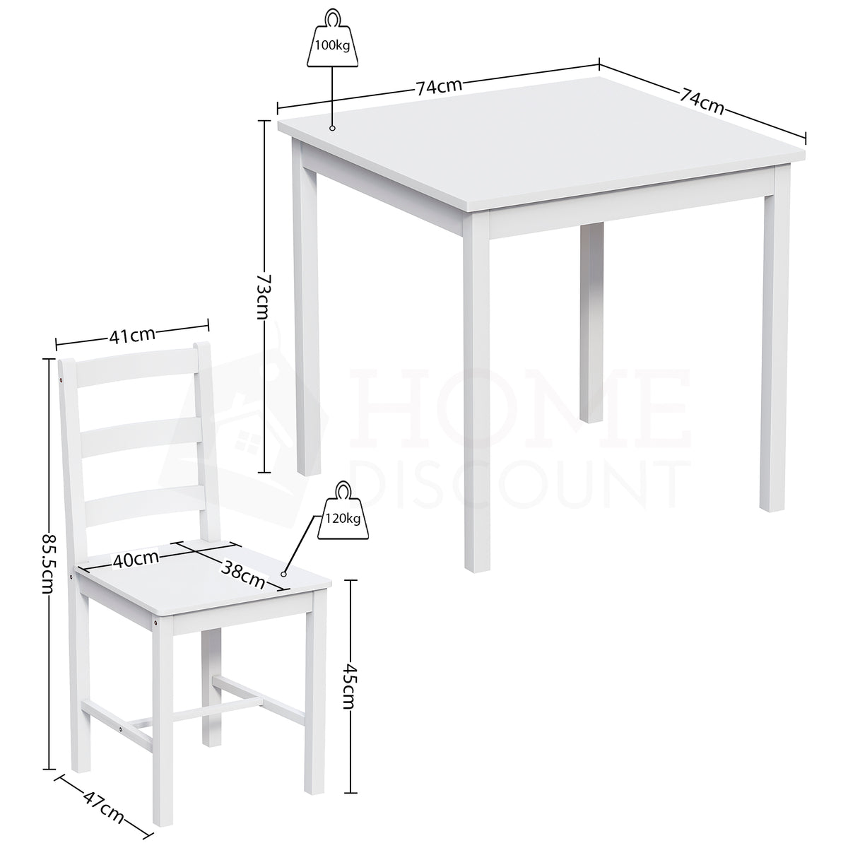 Yorkshire 2-Seater Dining Set - White