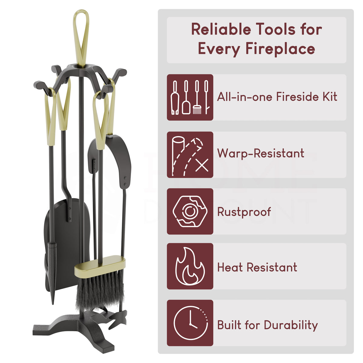 5-Piece Buxton Companion Set - Black & Brass