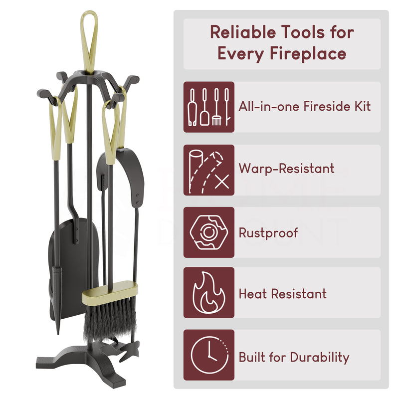 5-Piece Buxton Companion Set - Black & Brass