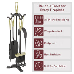 5-Piece Buxton Companion Set - Black & Brass