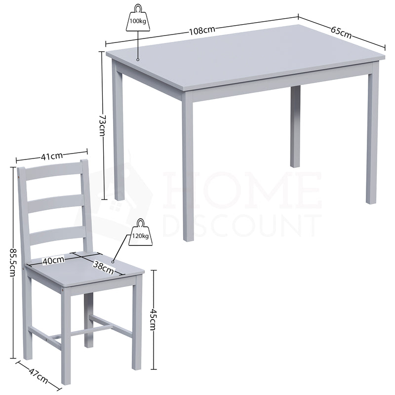 Yorkshire 4-Seater Dining Set - Grey