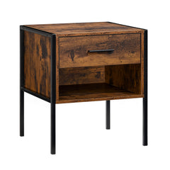 Brooklyn 1-Drawer Bedside Cabinet, Dark Wood