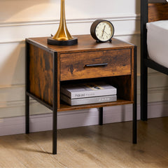 Brooklyn 1-Drawer Bedside Cabinet, Dark Wood