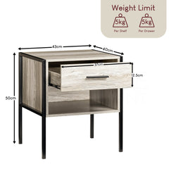 Brooklyn 1-Drawer Bedside Cabinet, Grey