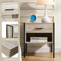Brooklyn 1-Drawer Bedside Cabinet, Grey