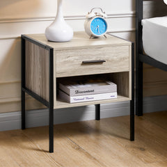 Brooklyn 1-Drawer Bedside Cabinet, Grey