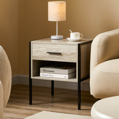 Brooklyn 1-Drawer Bedside Cabinet, Grey