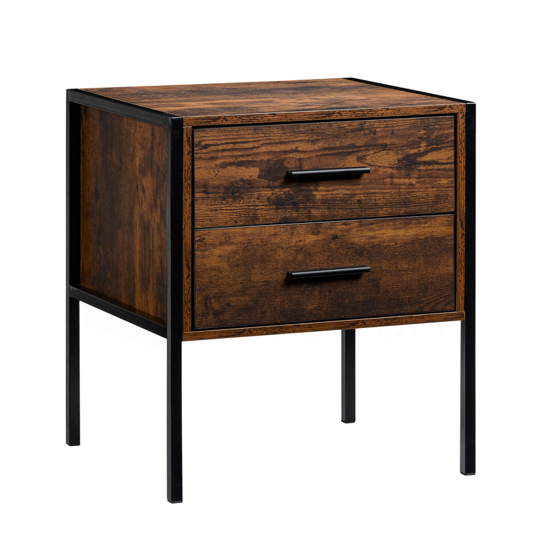 Brooklyn 2-Drawer Bedside Cabinet - Dark Wood