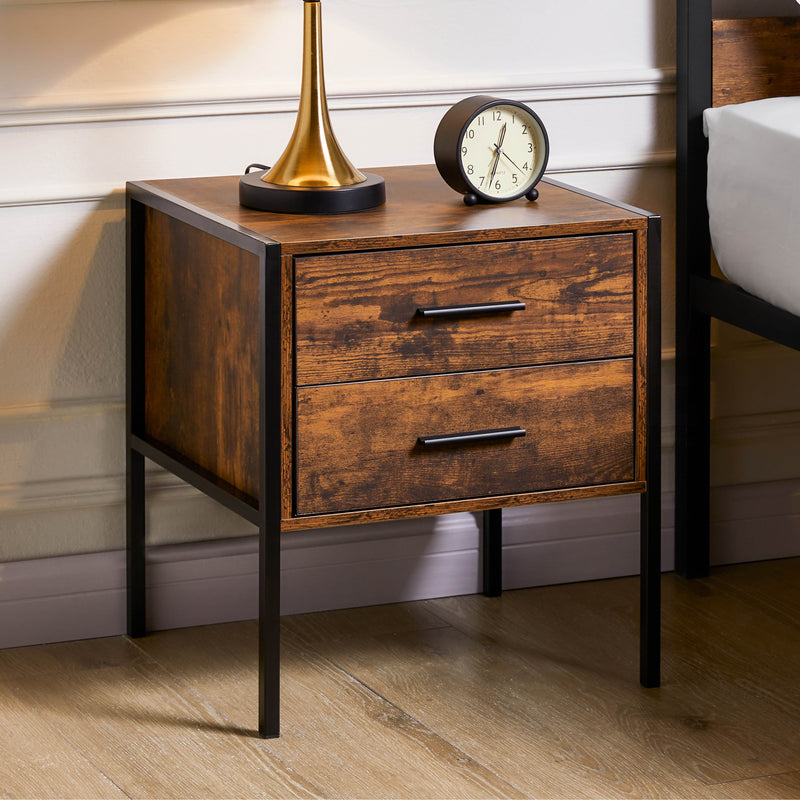 Brooklyn 2-Drawer Bedside Cabinet - Dark Wood