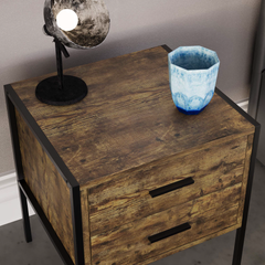 Brooklyn 2 Drawer Bedside Cabinet, Dark Wood