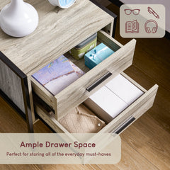 Brooklyn 2-Drawer Bedside Cabinet - Grey