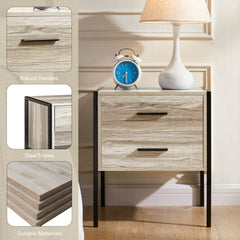 Brooklyn 2-Drawer Bedside Cabinet - Grey
