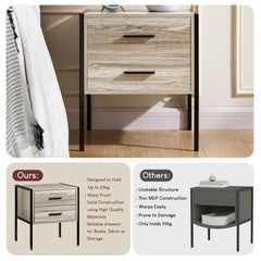 Brooklyn 2-Drawer Bedside Cabinet - Grey