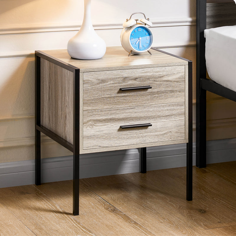 Brooklyn 2-Drawer Bedside Cabinet - Grey