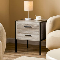 Brooklyn 2-Drawer Bedside Cabinet - Grey